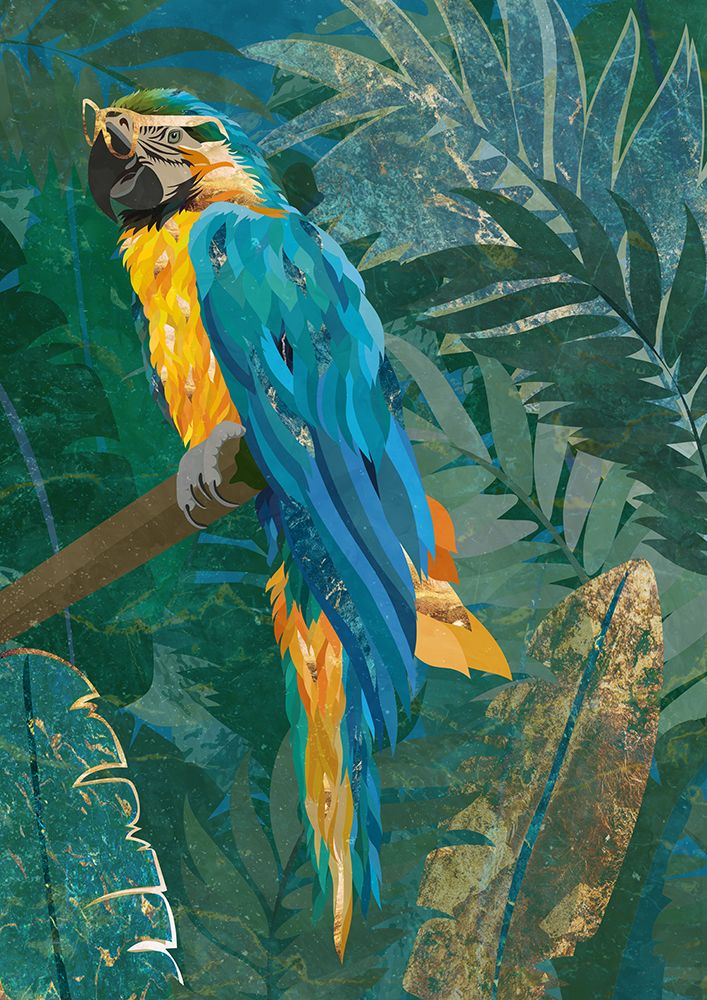 Blue parrot in the rainforest art print by Sarah Manovski for $57.95 CAD