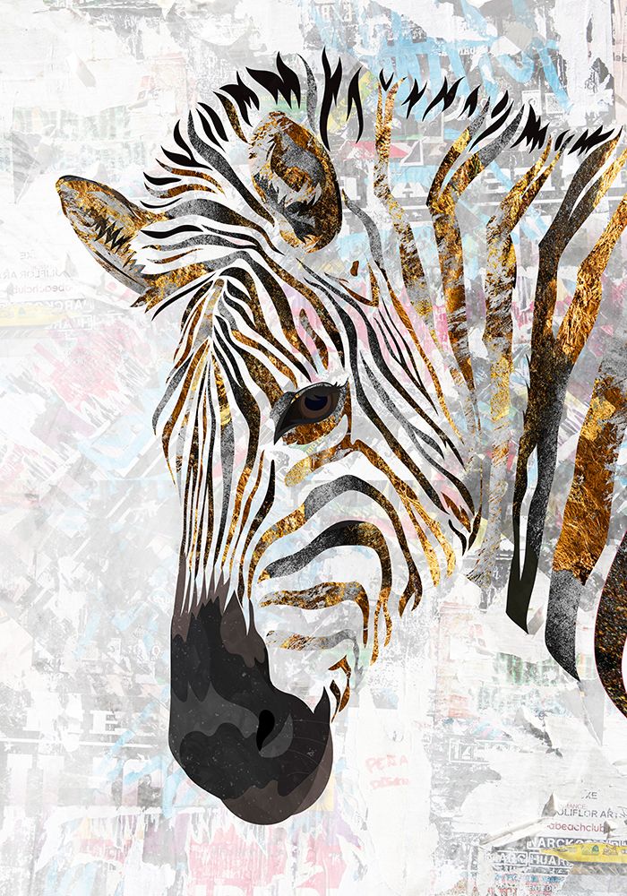 Grunge gold zebra art print by Sarah Manovski for $57.95 CAD