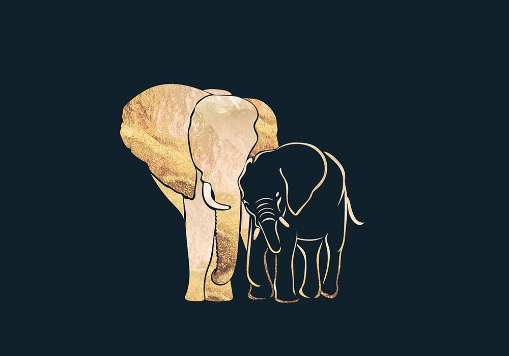 Black Gold Elephants 1 art print by Sarah Manovski for $57.95 CAD