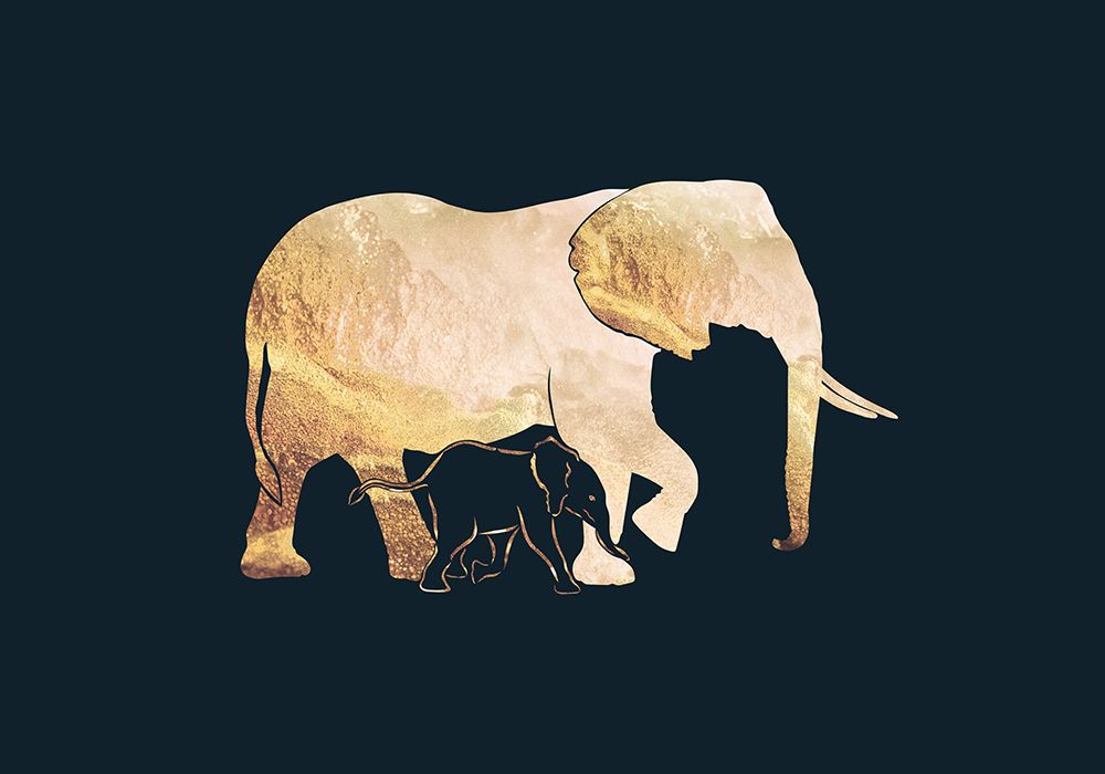 Black gold elephants 2 art print by Sarah Manovski for $57.95 CAD