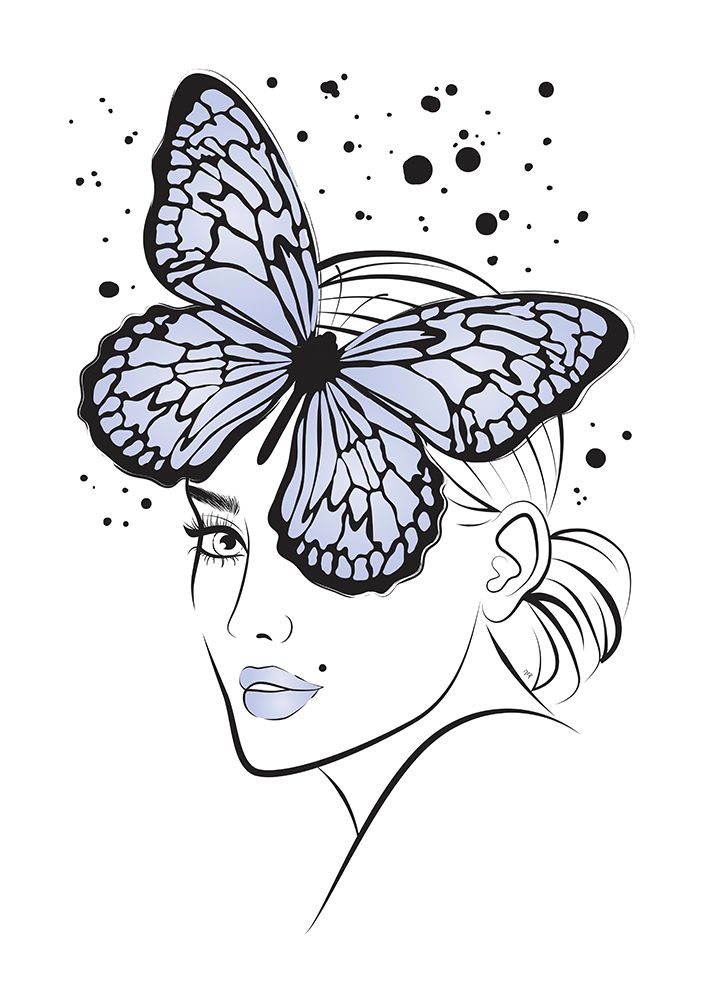 Butterfly Girl Blue art print by Martina for $57.95 CAD
