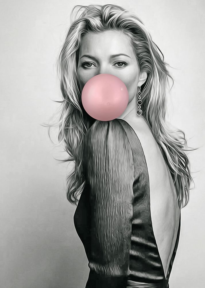 Kate Moss With BubbleGum 1 art print by Baard Martinussen for $57.95 CAD