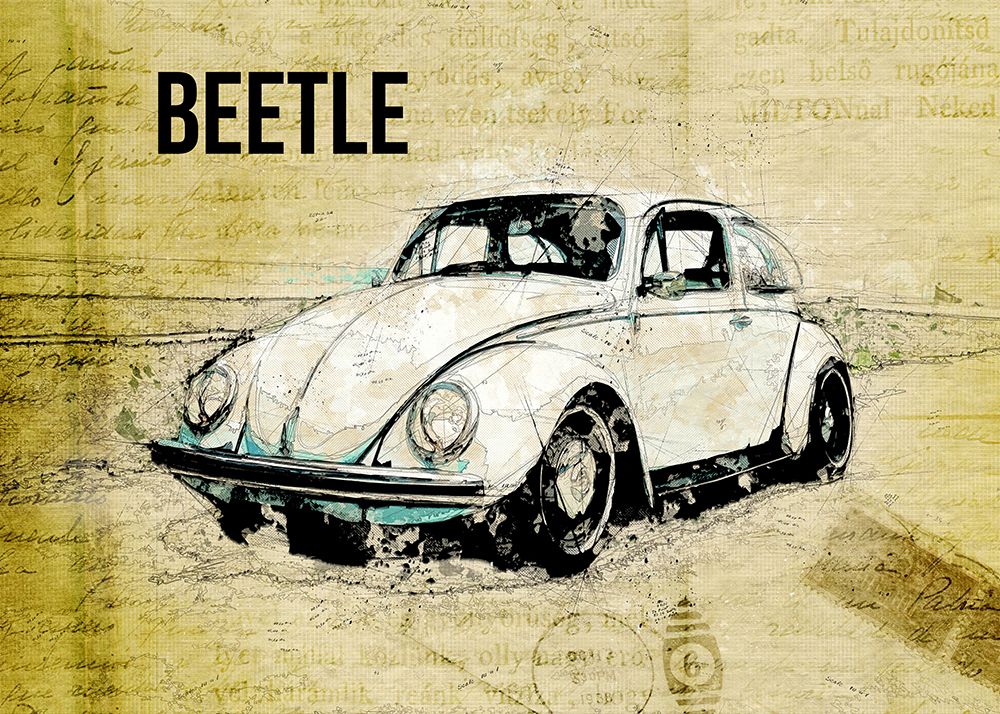 Volkswagen vw beetle art print by Lembayung Senja Studio for $57.95 CAD