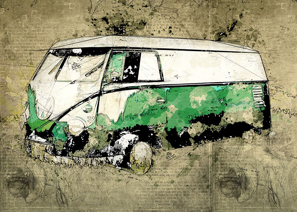 Volkswagen vw combi green art print by Lembayung Senja Studio for $57.95 CAD