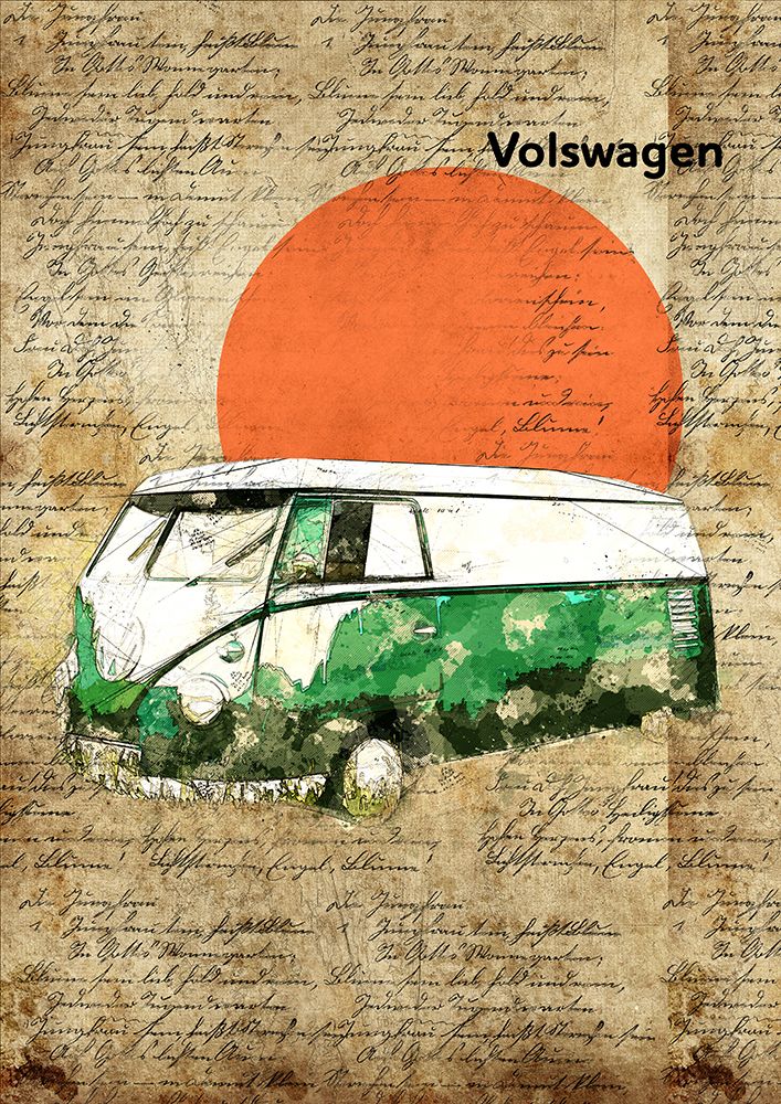 volkswagen combi green classic art print by Lembayung Senja Studio for $57.95 CAD