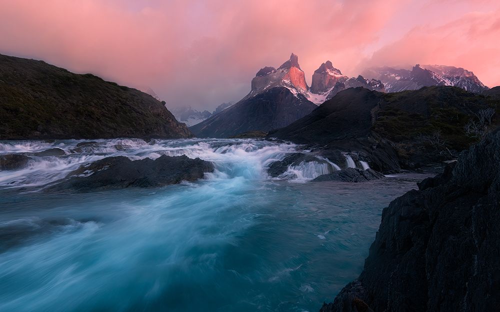 Sunrise at Cuernos del Paine art print by Rong Wei for $57.95 CAD