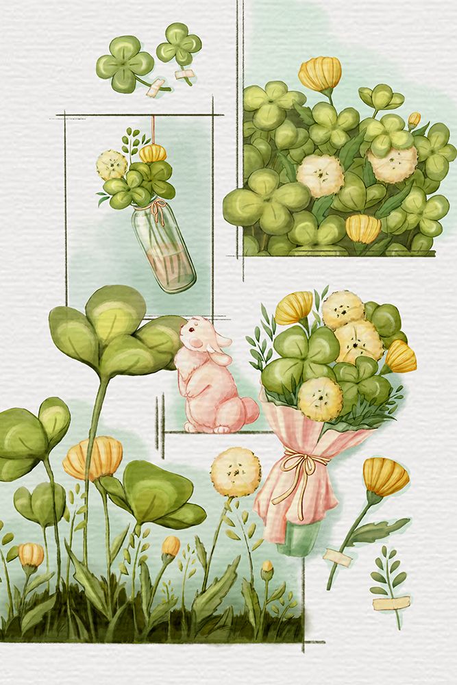 Lucky clover and Bunny art print by Xuan Thai for $57.95 CAD