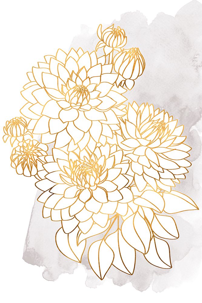 Pacey bouquet in gold and grey art print by Rosana Laiz Blursbyai for $57.95 CAD