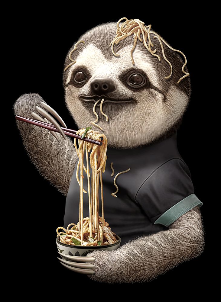 SLOTH EATING NOODLE art print by Adam Lawless for $57.95 CAD