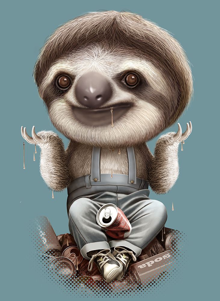 SLOTH DONT CARE art print by Adam Lawless for $57.95 CAD
