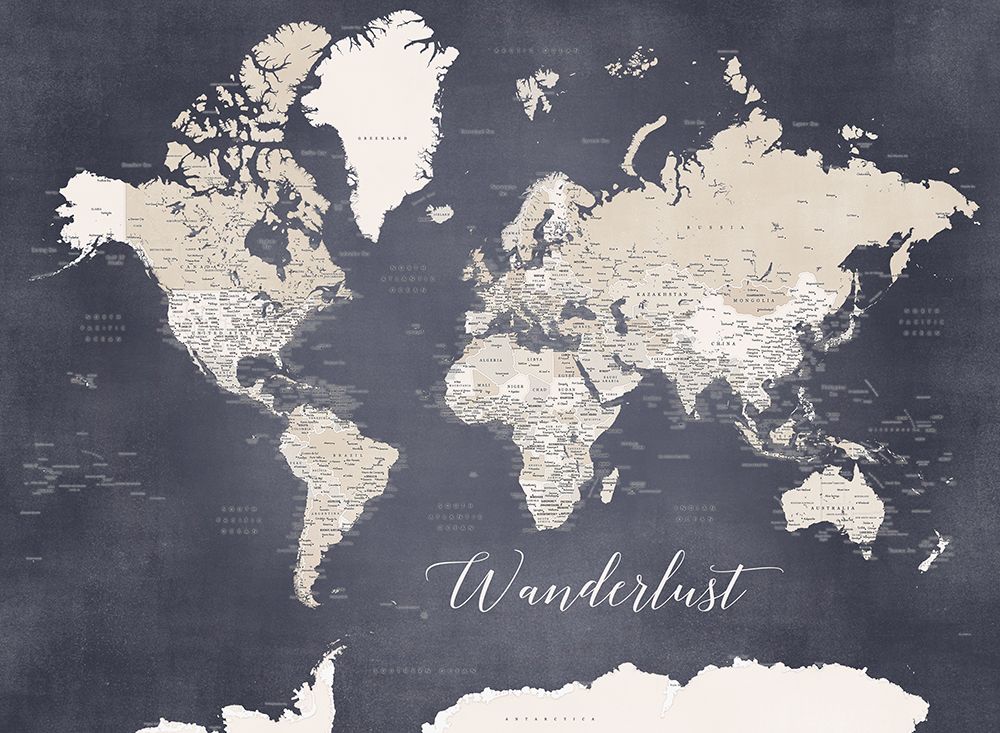 Wanderlust World Map Glyn art print by Rosana Laiz Blursbyai for $57.95 CAD