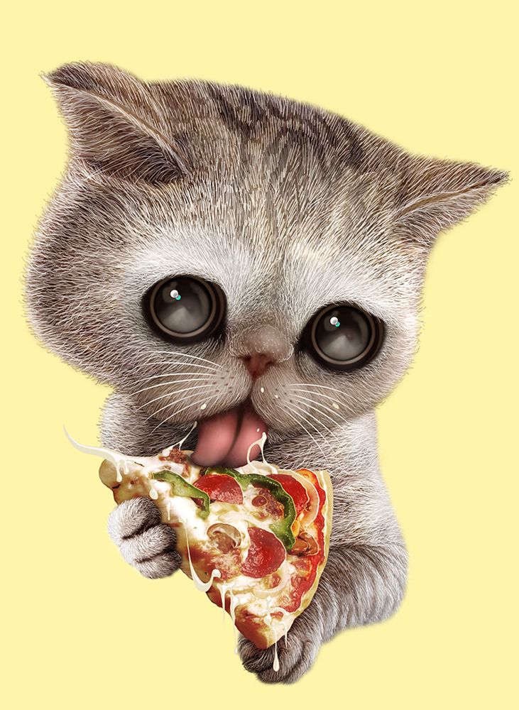 cat loves pizza art print by Adam Lawless for $57.95 CAD