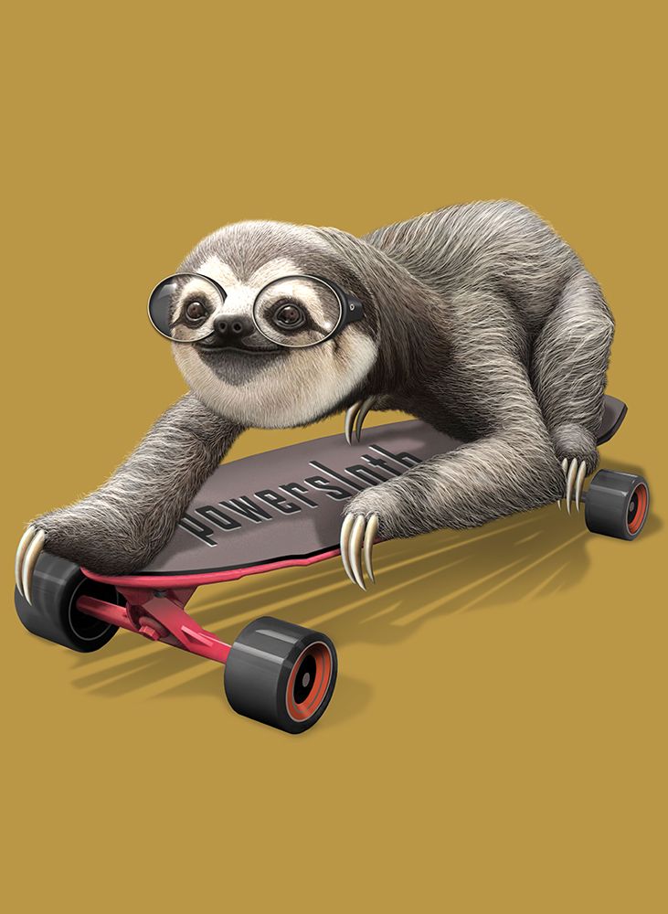 Sloth on Skateboard art print by Adam Lawless for $57.95 CAD