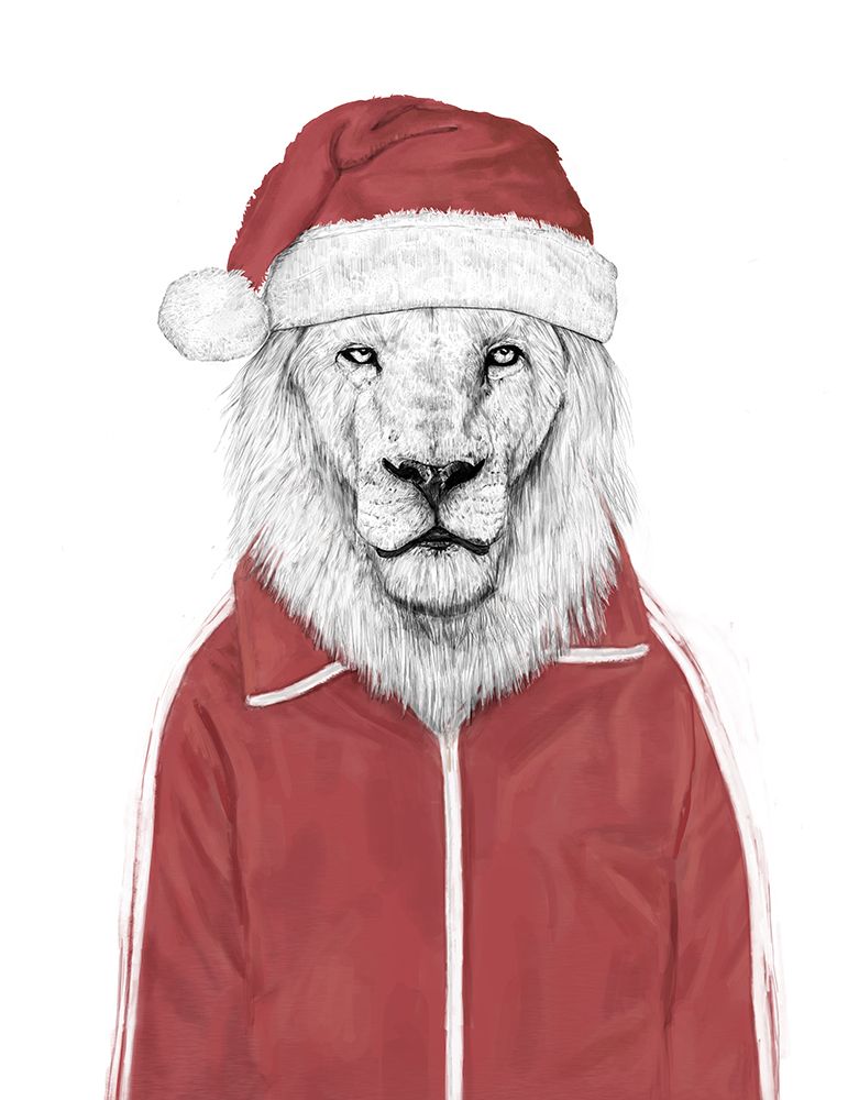 Santa lion art print by Balazs Solti for $57.95 CAD
