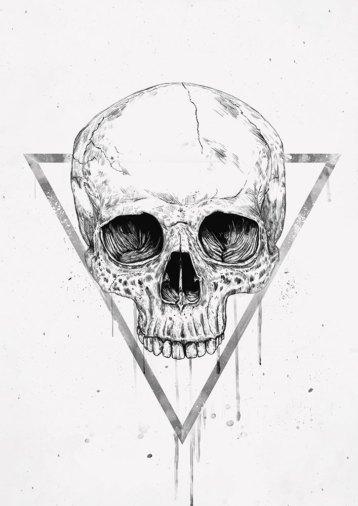 Skull in a triangle (bw) art print by Balazs Solti for $57.95 CAD