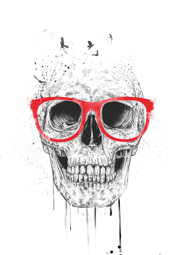 Skull with red glasses art print by Balazs Solti for $57.95 CAD
