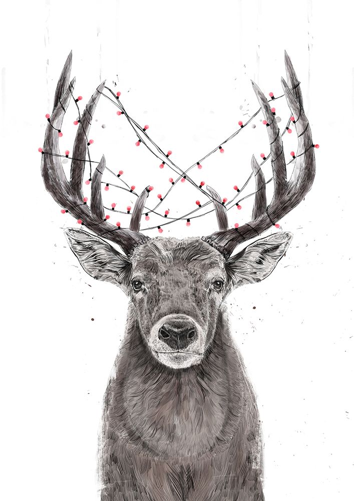 Xmas deer art print by Balazs Solti for $57.95 CAD