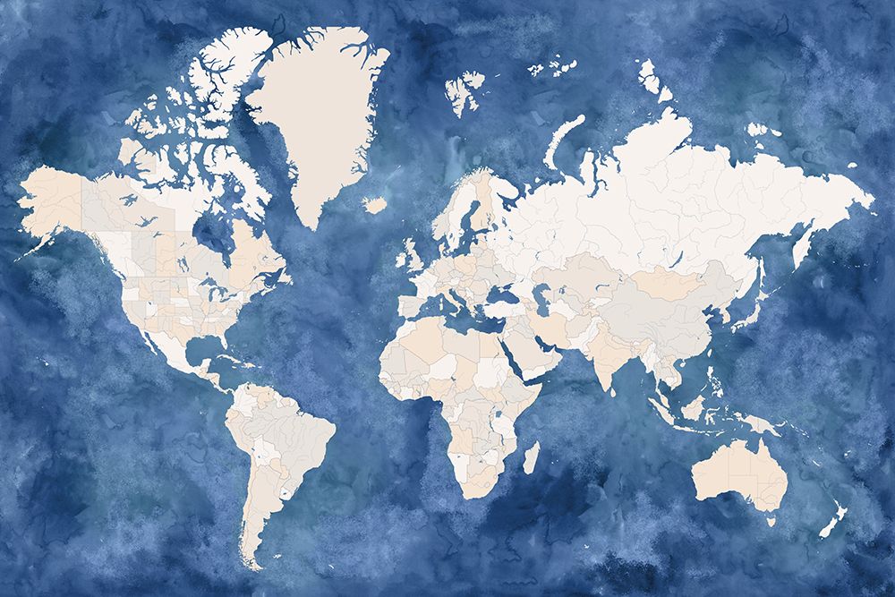 Hudson world map art print by Rosana Laiz Blursbyai for $57.95 CAD
