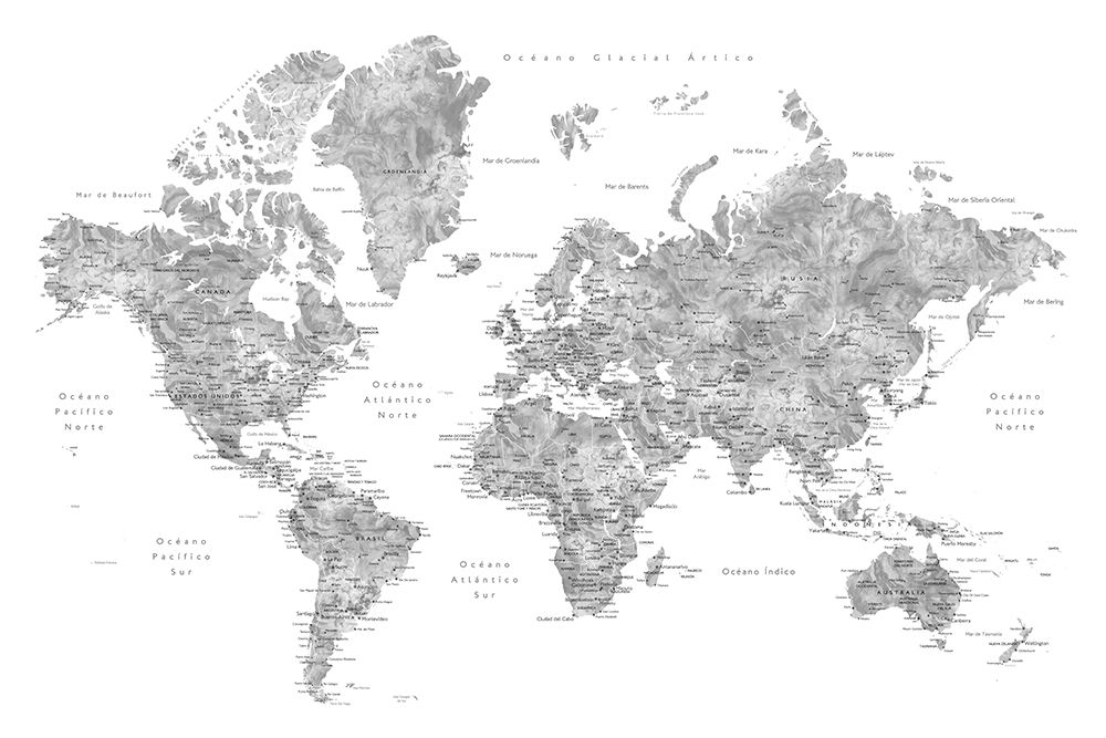 Jimmy world map in Spanish art print by Rosana Laiz Blursbyai for $57.95 CAD