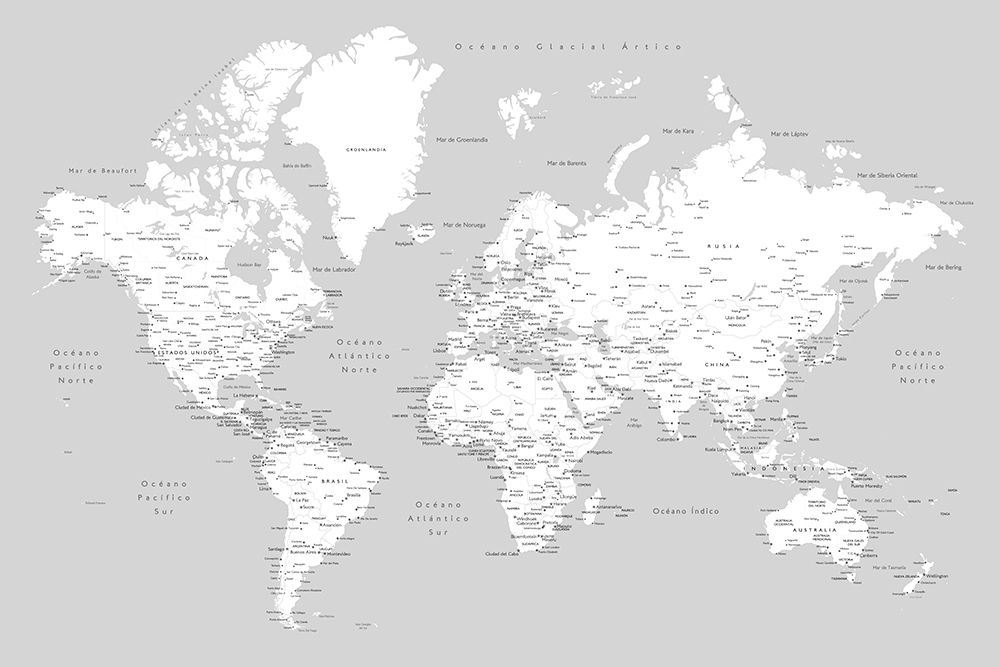 Hart world map in Spanish art print by Rosana Laiz Blursbyai for $57.95 CAD