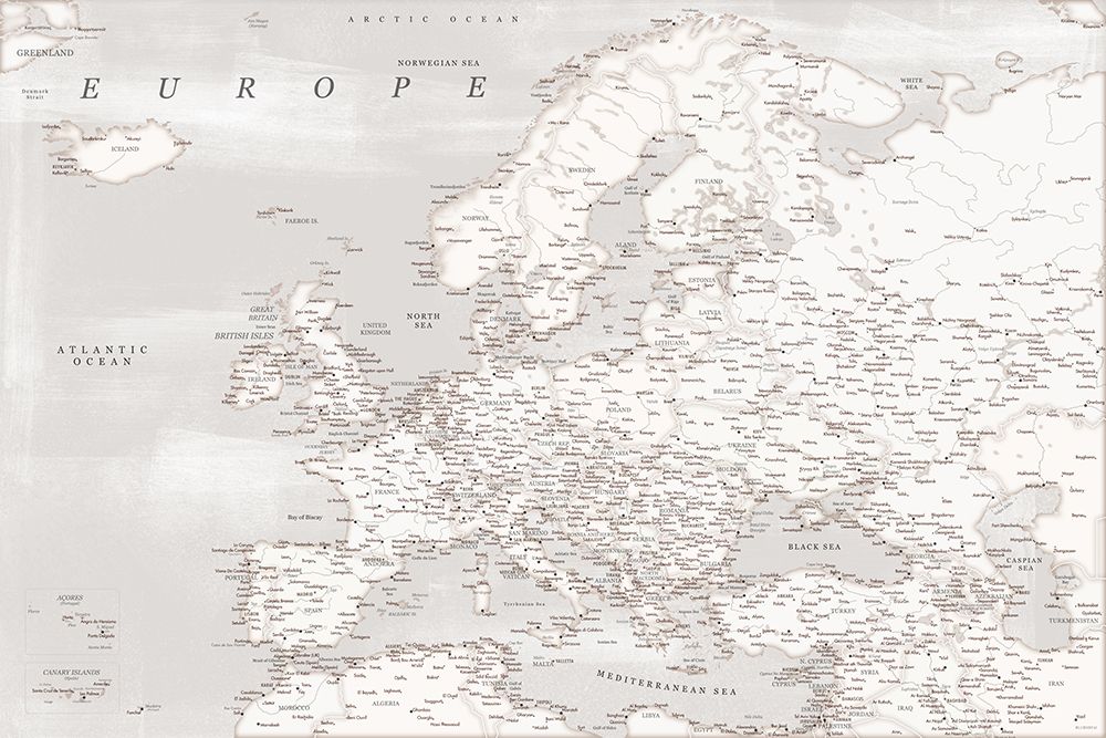 Lysander detailed map of Europe art print by Rosana Laiz Blursbyai for $57.95 CAD