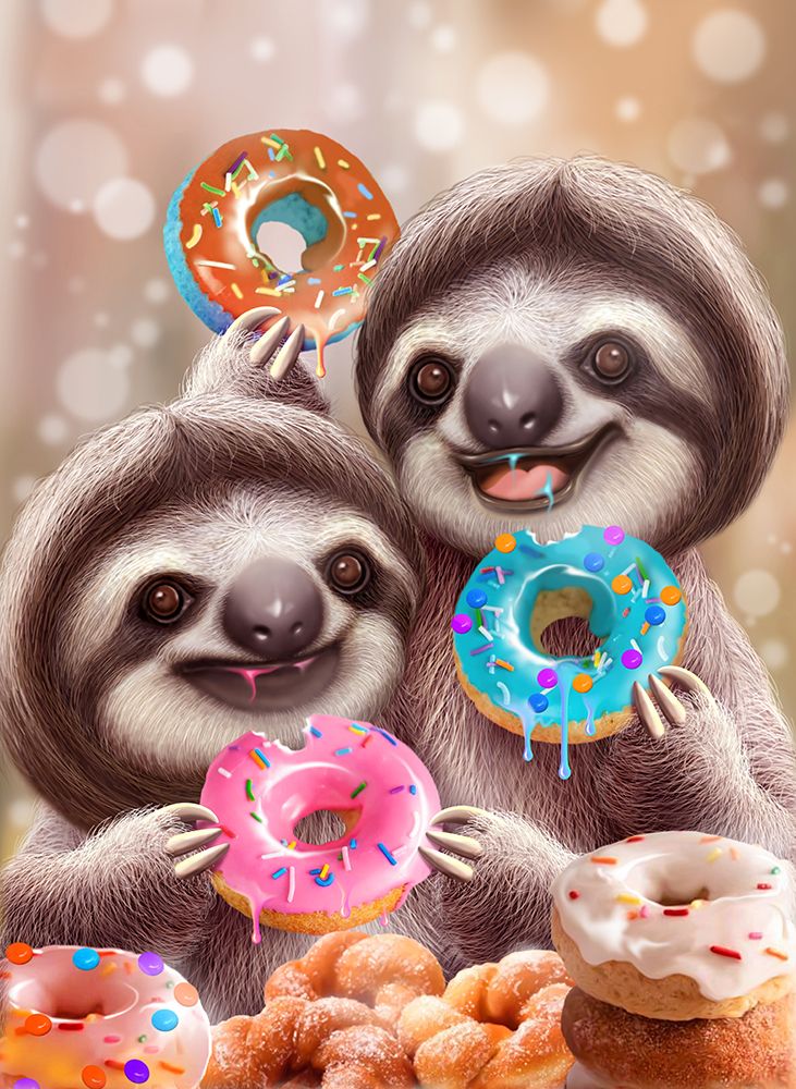 SLOTHS EATING DONUTS art print by Adam Lawless for $57.95 CAD
