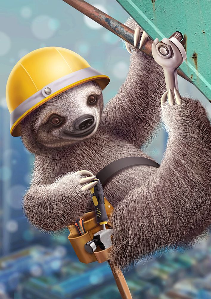 SLOTH CONSTRUCTION WORKER art print by Adam Lawless for $57.95 CAD
