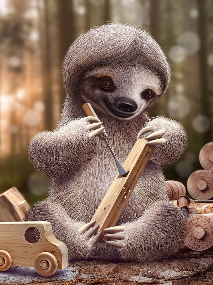 SLOTH THE TOY MAKER art print by Adam Lawless for $57.95 CAD