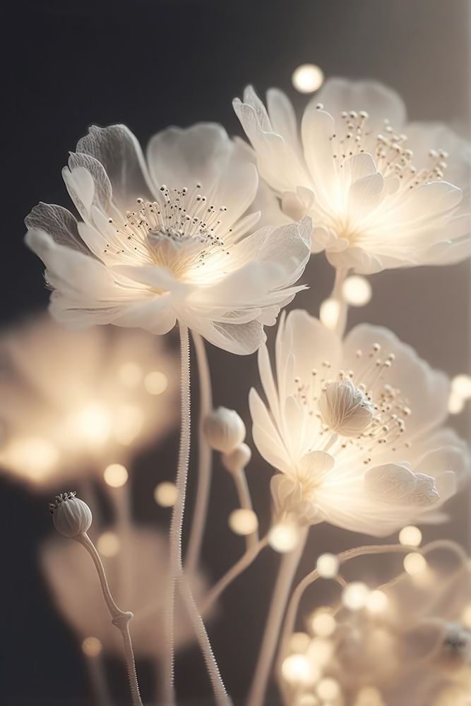 White Glowing Flowers art print by Treechild for $57.95 CAD