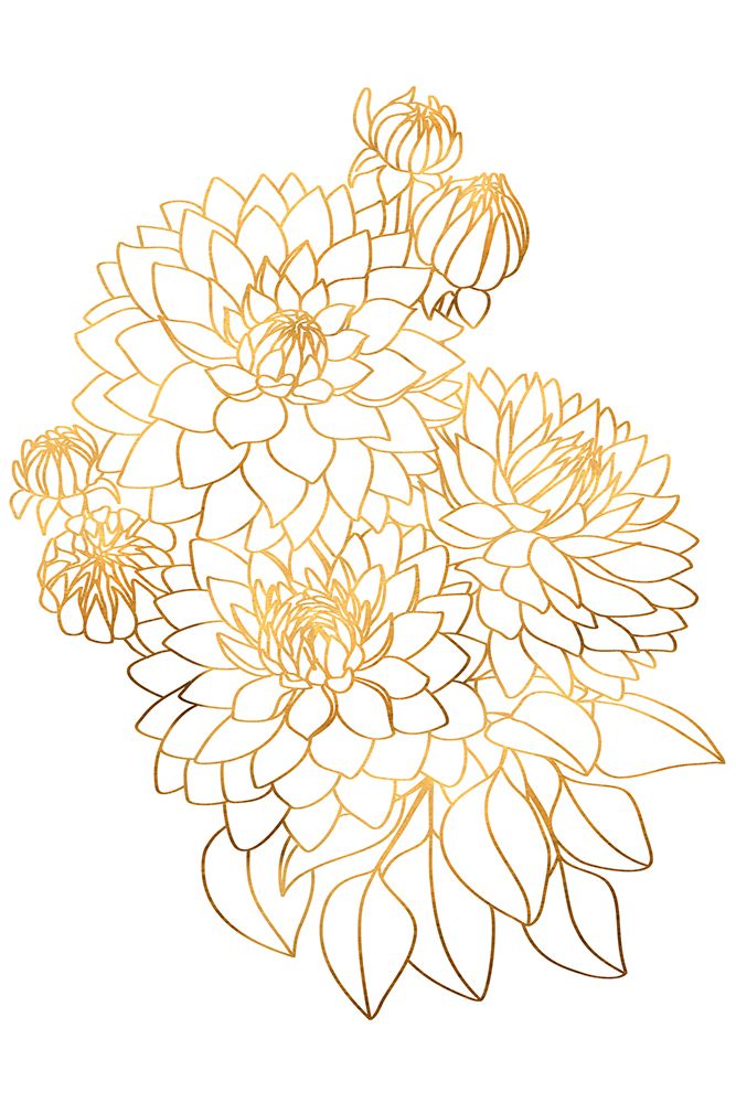 Pacey bouquet in gold art print by Rosana Laiz Blursbyai for $57.95 CAD