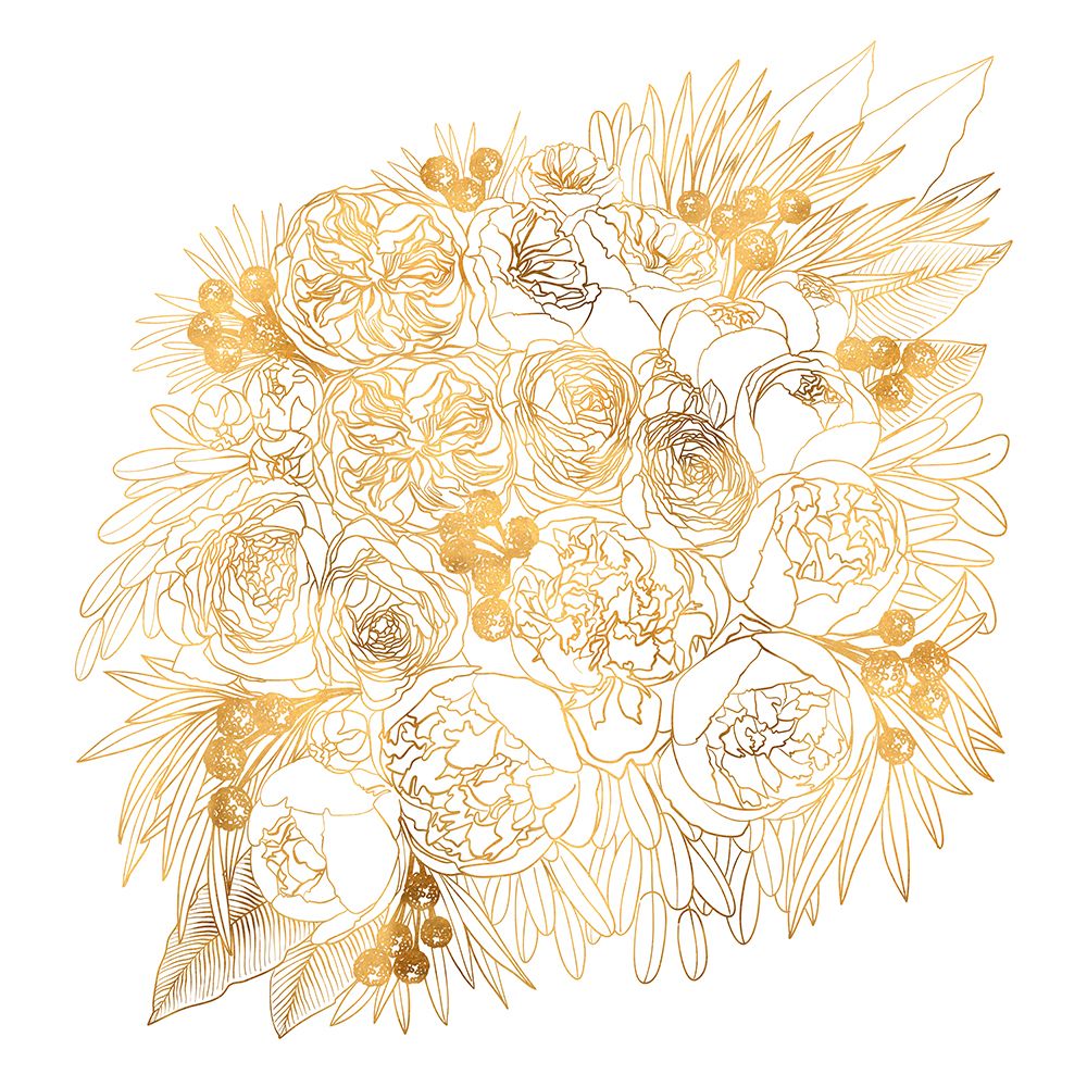 Rekha floral bouquet in gold art print by Rosana Laiz Blursbyai for $57.95 CAD