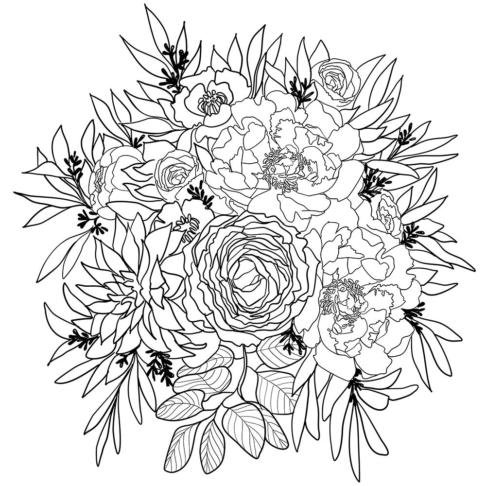 Nanette flower bouquet in black and white art print by Rosana Laiz Blursbyai for $57.95 CAD