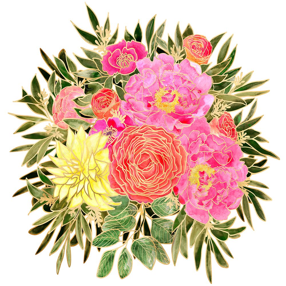 Colorful Nanette floral bouquet art print by Rosana Laiz Blursbyai for $57.95 CAD