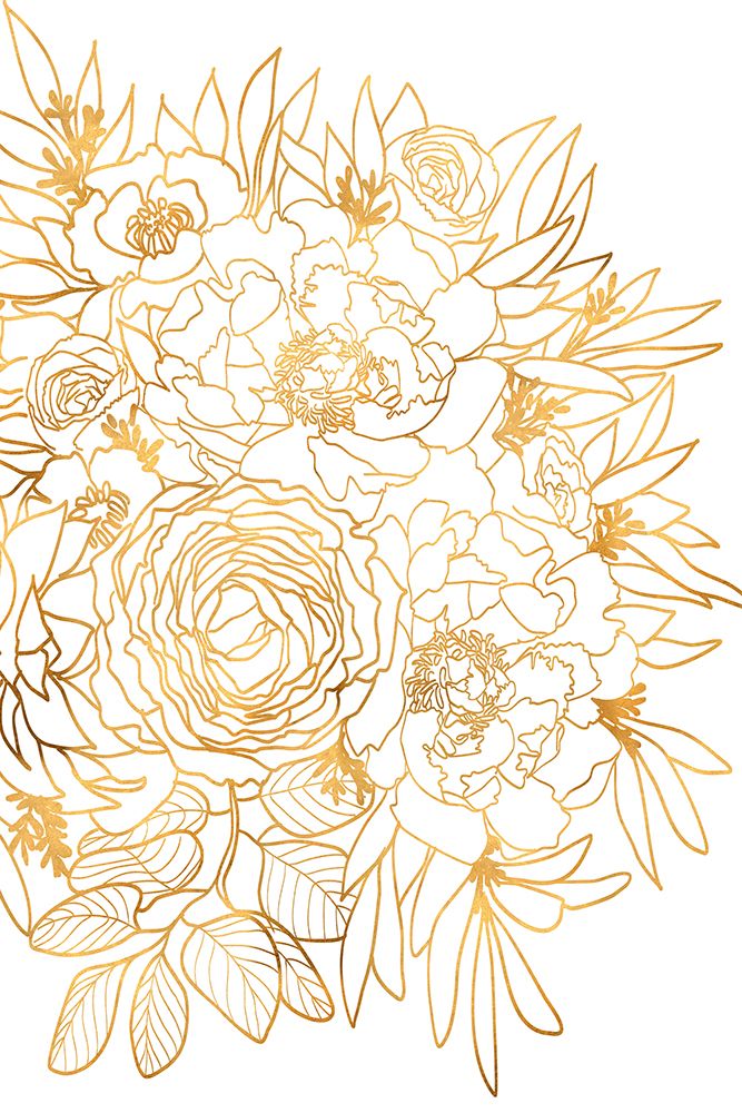 Nanette floral art in gold art print by Rosana Laiz Blursbyai for $57.95 CAD