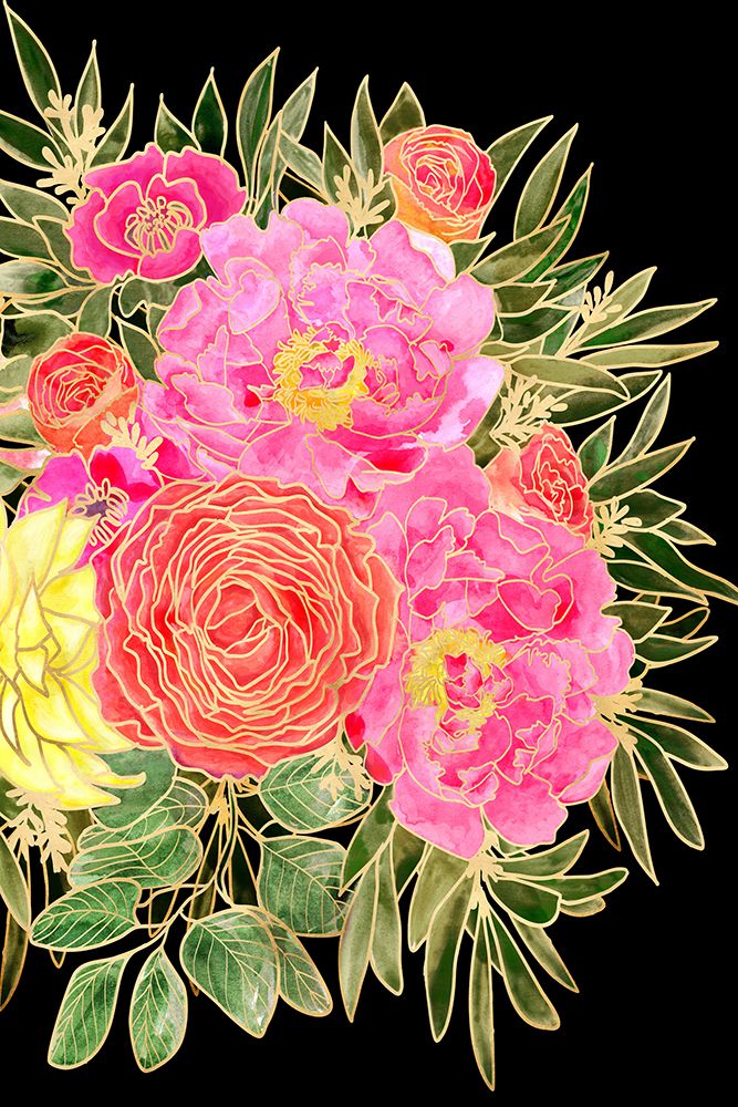 Nanette floral art in bright colors art print by Rosana Laiz Blursbyai for $57.95 CAD