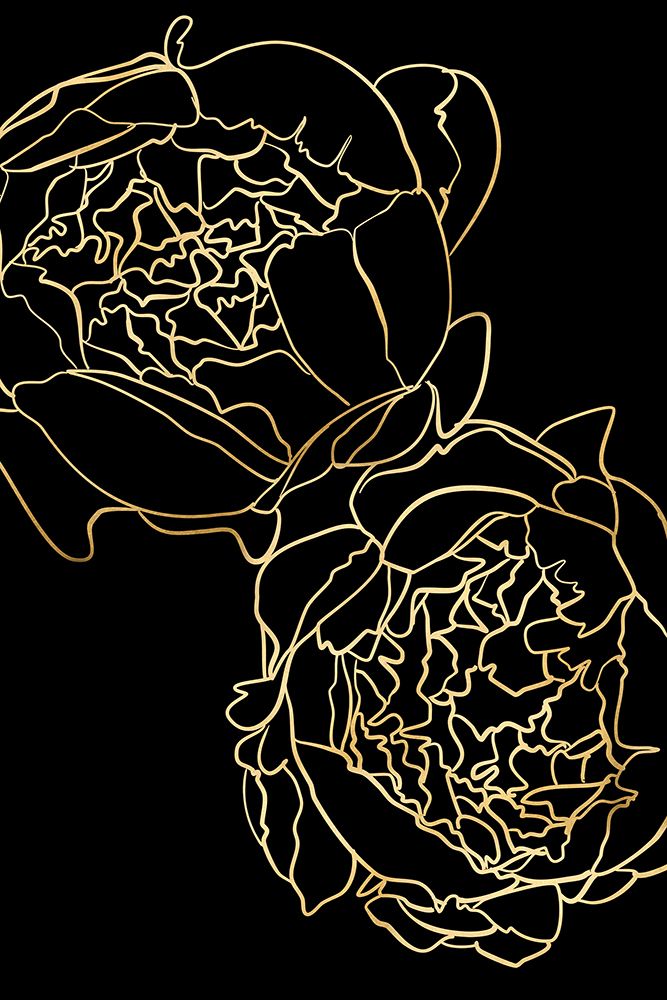 Sallys peonies in gold and black art print by Rosana Laiz Blursbyai for $57.95 CAD