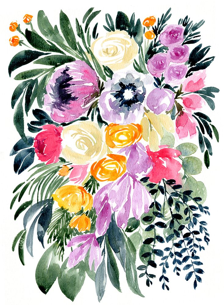 Urja loose floral watercolor bouquet art print by Rosana Laiz Blursbyai for $57.95 CAD