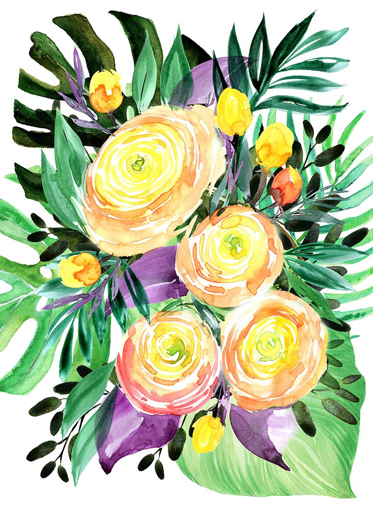 Lola tropical bouquet art print by Rosana Laiz Blursbyai for $57.95 CAD