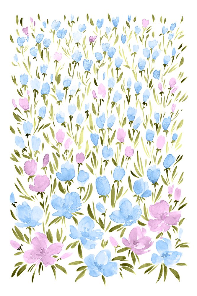 Field of purple and blue flowers art print by Rosana Laiz Blursbyai for $57.95 CAD