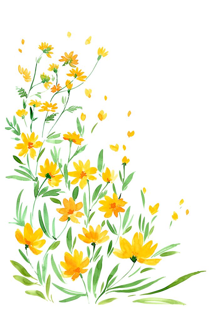 Yellow watercolor wildflowers art print by Rosana Laiz Blursbyai for $57.95 CAD