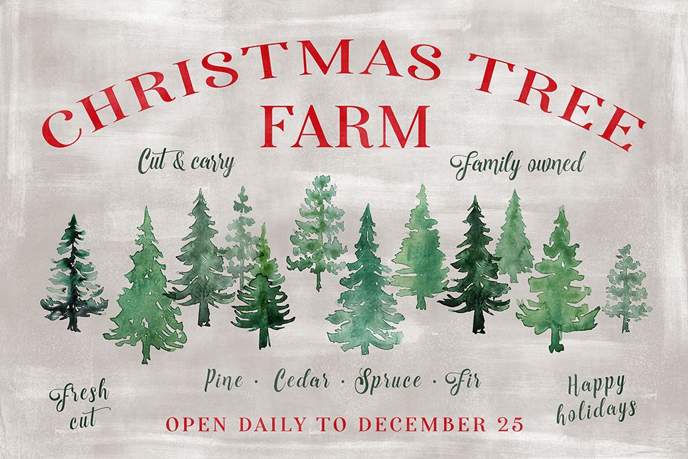 Christmas tree farm sign art print by Rosana Laiz Blursbyai for $57.95 CAD