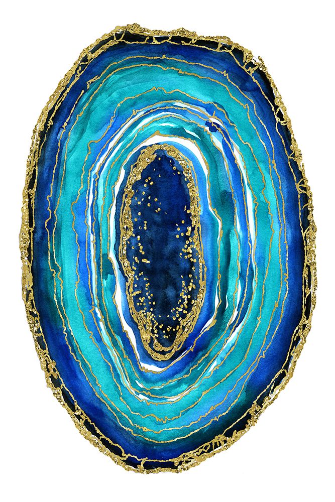 Turquoise and blue geode art print by Rosana Laiz Blursbyai for $57.95 CAD