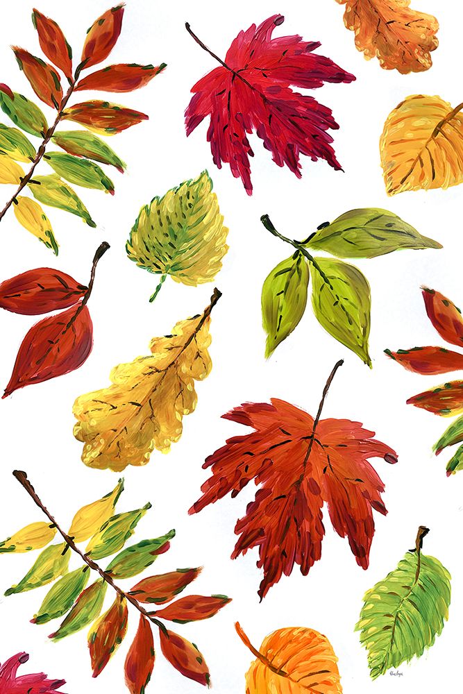 Painterly fall leaves art print by Rosana Laiz Blursbyai for $57.95 CAD