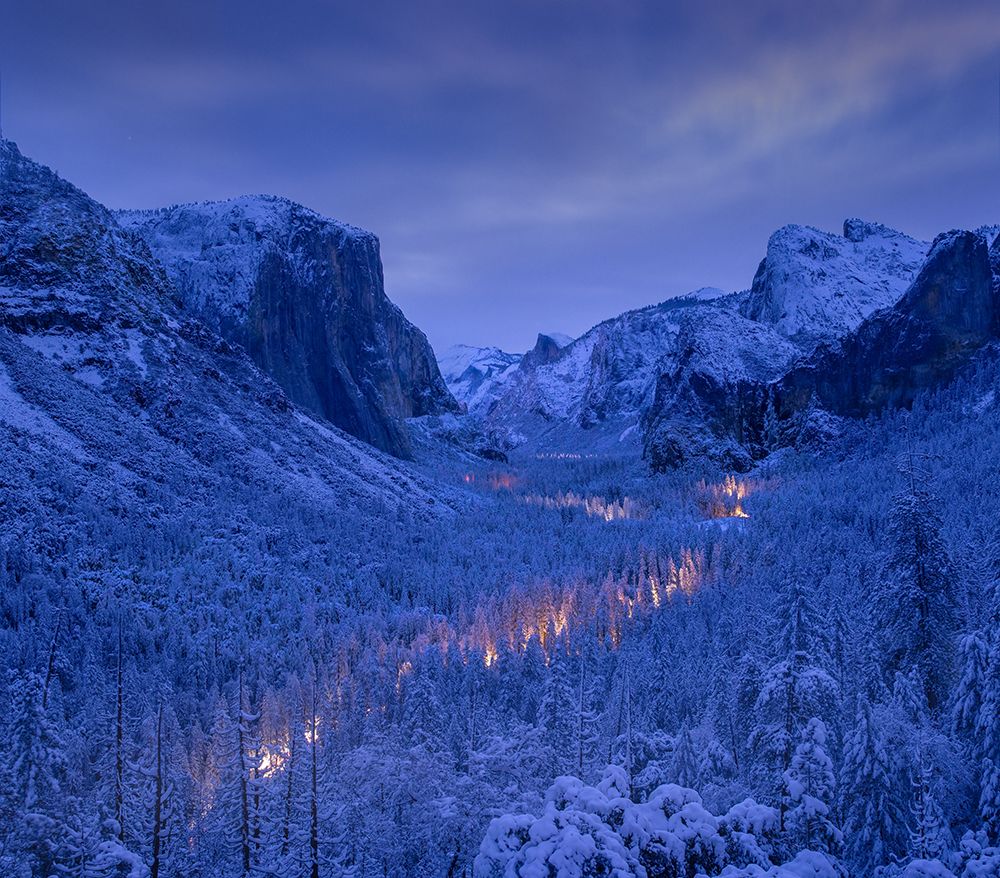 Traffic In Yosemite Valley During Blue Hour art print by Dianne Mao for $57.95 CAD