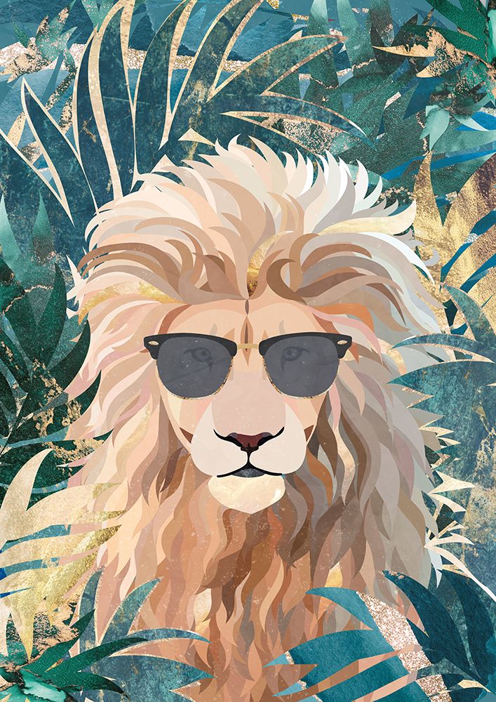 Cool Tropical Lion in Sunglasses art print by Sarah Manovski for $57.95 CAD