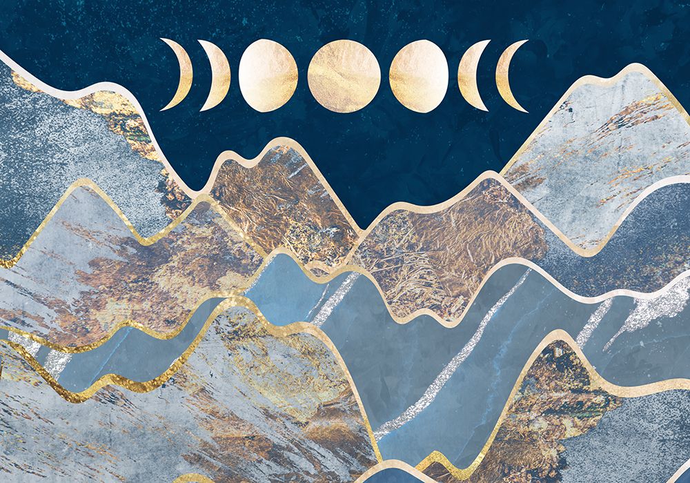 Metallic Moon Cycle in the Mountains art print by Sarah Manovski for $57.95 CAD