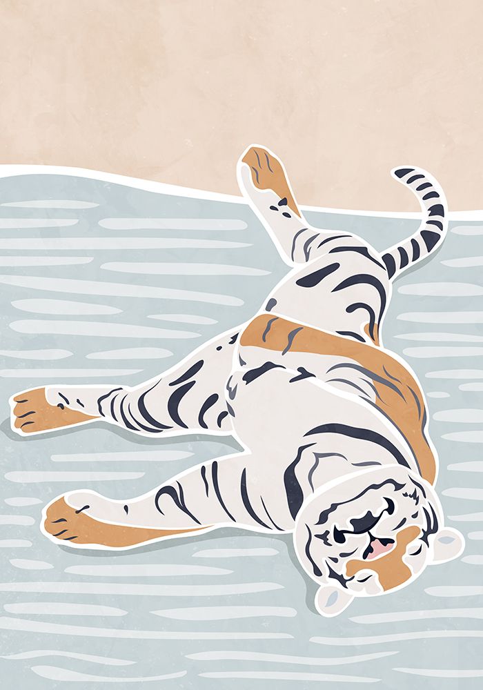 Scandi Sleeping Tiger Childrens Art art print by Sarah Manovski for $57.95 CAD