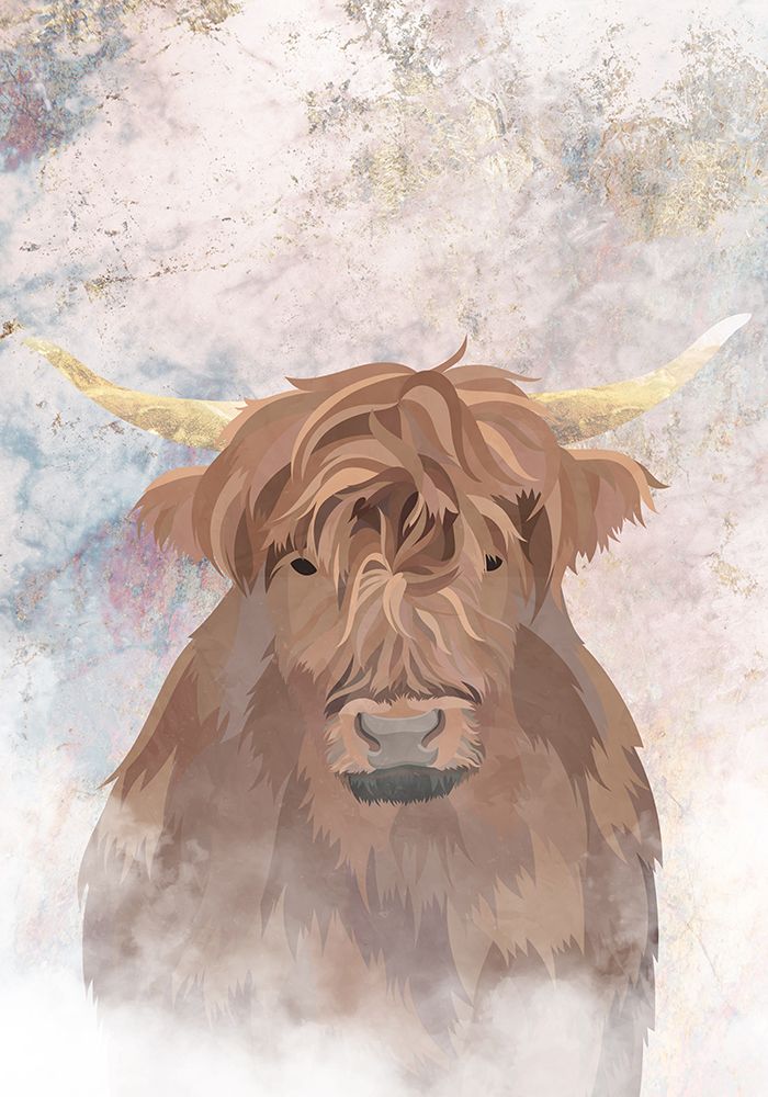 Highlands Cow Gold and Marble art print by Sarah Manovski for $57.95 CAD