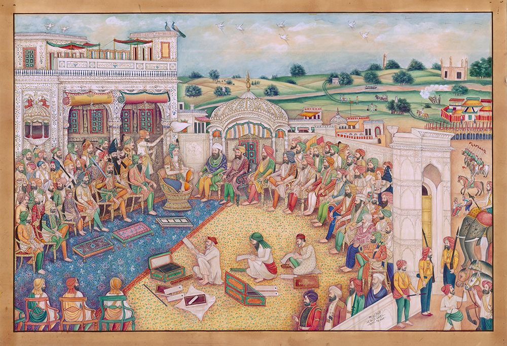 Ranjeet singh court scene art print by Mirza Baig for $57.95 CAD