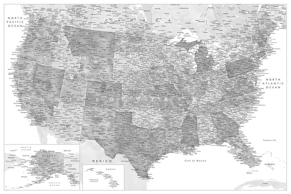 Highly detailed map of the United States Jimmy art print by Rosana Laiz Blursbyai for $57.95 CAD